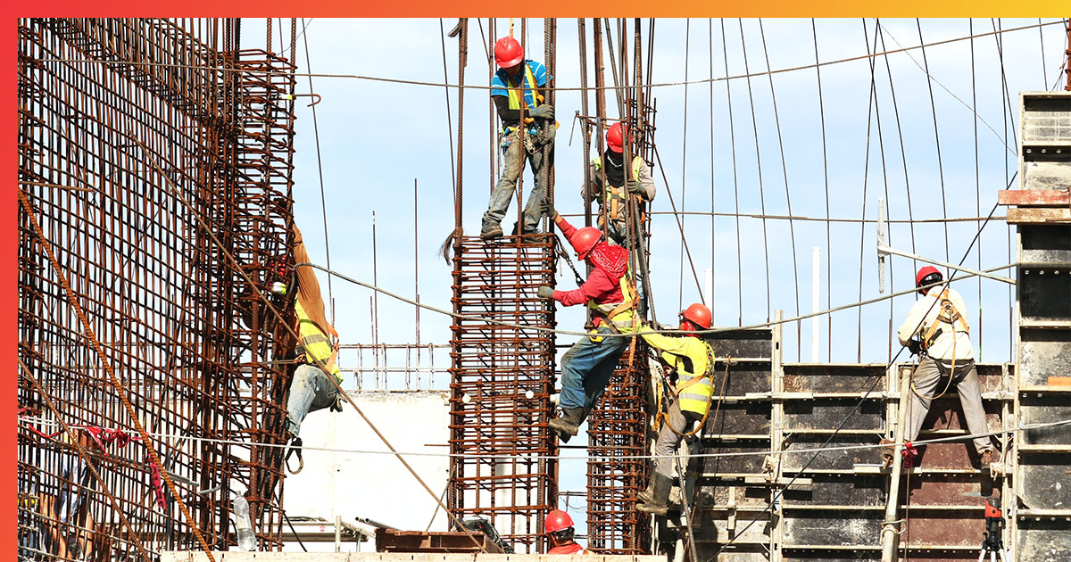 Group of Construction Workers Elevated